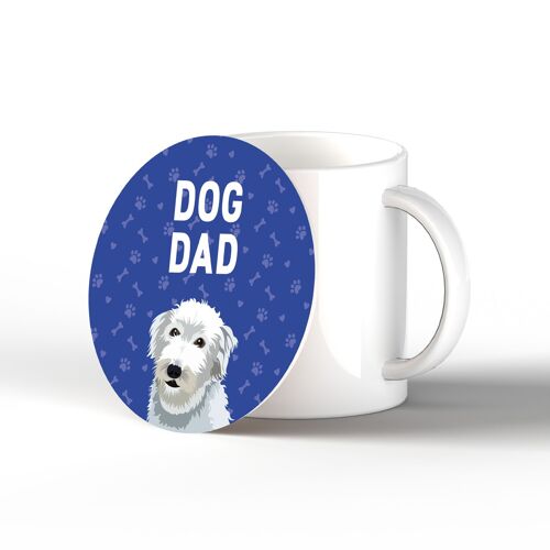 P6301 - Bedlington Whippet Dog Dad Kate Pearson Illustration Ceramic Circle Coaster Dog Themed Gift