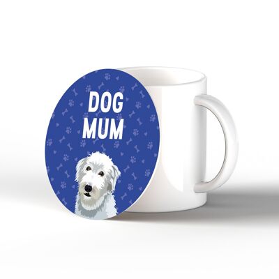 P6302 - Bedlington Whippet Dog Mum Kate Pearson Illustration Ceramic Circle Coaster Dog Themed Gift