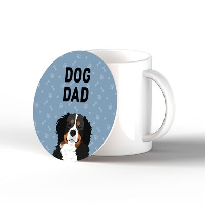 P6304 - Bernese Mountain Dog Dad Kate Pearson Illustration Ceramic Circle Coaster Dog Themed Gift