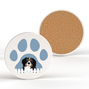 P6306 - Bernese Mountain Dog Pawprint Kate Pearson Illustration Céramique Circle Coaster Dog Themed Gift 2