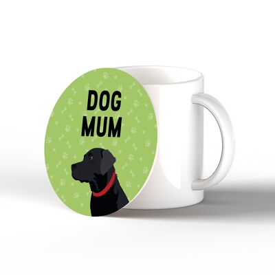 P6308 - Black Labrador Dog Mum Kate Pearson Illustration Círculo de cerámica Posavasos con temática de perro Regalo