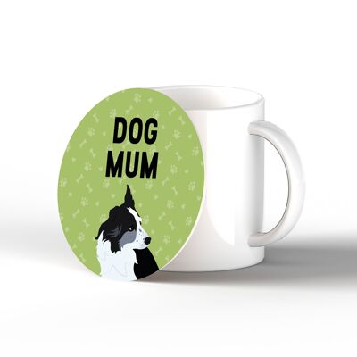 P6311 - Border Collie Dog Mum Kate Pearson Illustration Ceramic Circle Coaster Dog Themed Gift