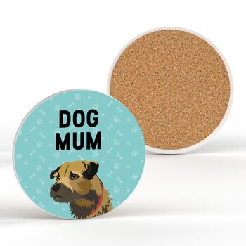 P6314 - Border Terrier Dog Mum Kate Pearson Illustration Céramique Circle Coaster Dog Themed Gift 2