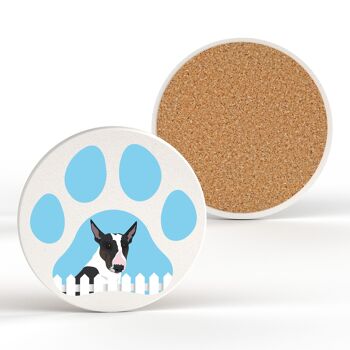 P6321 - Bull Terrier Pawprint Kate Pearson Illustration Céramique Cercle Dessous De Verre Chien Sur Le Thème Cadeau 2