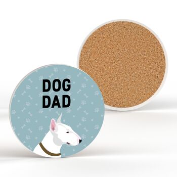 P6322 - Bull Terrier Dog Dad Kate Pearson Illustration Céramique Circle Coaster Dog Themed Gift 2