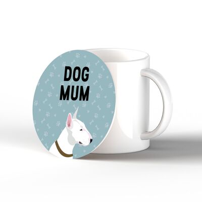 P6323 - Bull Terrier Dog Mum Kate Pearson Illustration Ceramic Circle Coaster Dog Themed Gift