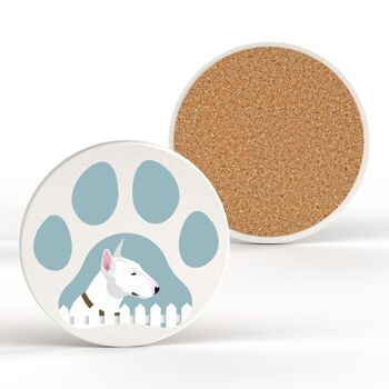 P6324 - Bull Terrier Pawprint Kate Pearson Illustration Céramique Cercle Dessous De Verre Chien Sur Le Thème Cadeau 2