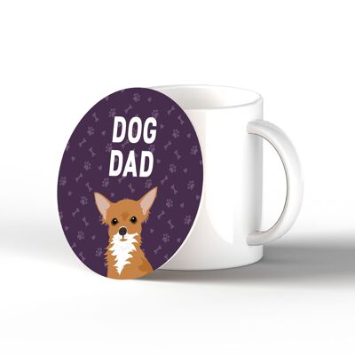 P6325 - Chihuahua Dog Dad Kate Pearson Illustration Ceramic Circle Coaster Dog Themed Gift