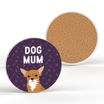P6326 - Chihuahua Dog Mum Kate Pearson Illustration Céramique Circle Coaster Dog Themed Gift 2