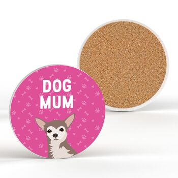 P6329 - Chihuahua Dog Mum Kate Pearson Illustration Céramique Circle Coaster Dog Themed Gift 2