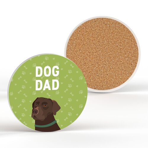 P6331 - Chocolate Labrador Dog Dad Kate Pearson Illustration Ceramic Circle Coaster Dog Themed Gift
