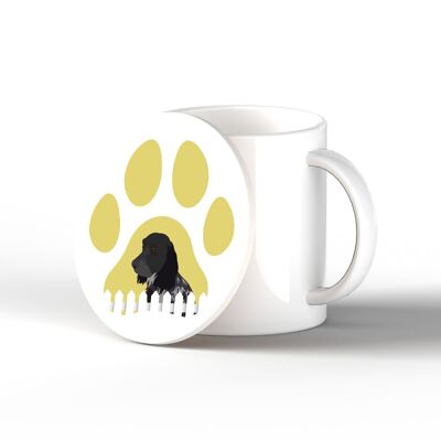 P6345 - Cocker Spaniel Pawprint Kate Pearson Illustrazione Cerchio in ceramica Sottobicchiere Regalo a tema cane