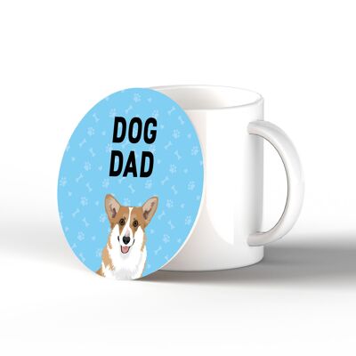 P6346 - Corgi Dog Dad Kate Pearson Illustration Ceramic Circle Coaster Dog Theme Gift