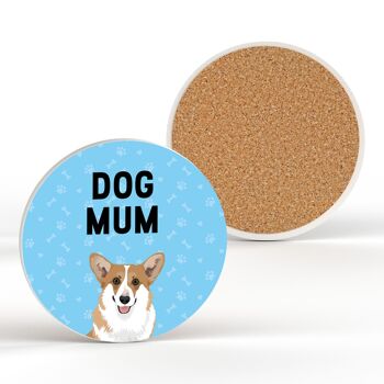 P6347 - Corgi Dog Mum Kate Pearson Illustration Céramique Circle Coaster Dog Themed Gift 2