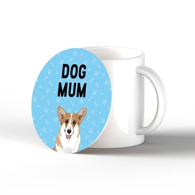 P6347 - Corgi Dog Mum Kate Pearson Illustrazione Cerchio in ceramica Regalo a tema cane sottobicchiere