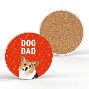 P6349 - Corgi Dog Dad Kate Pearson Illustration Céramique Circle Coaster Dog Themed Gift 2