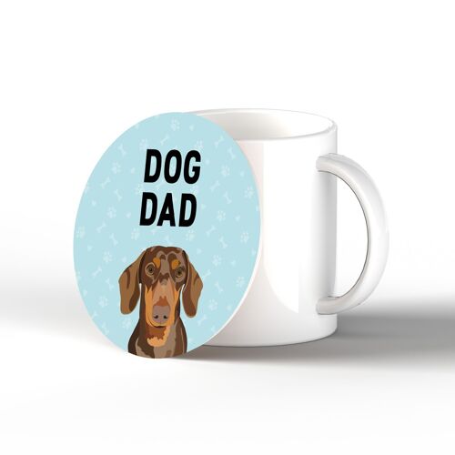 P6352 - Dachshund Dog Dad Kate Pearson Illustration Ceramic Circle Coaster Dog Themed Gift