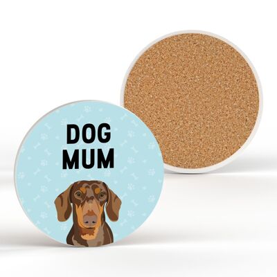 P6353 - Teckel chien maman Kate Pearson Illustration cercle en céramique sous-verre chien cadeau sur le thème