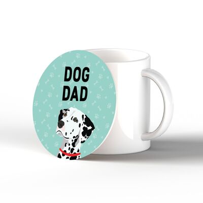 P6355 - Dalmation Dog Dad Kate Pearson Illustration Ceramic Circle Coaster Dog Themed Gift