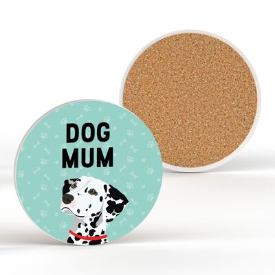 P6356 – Dalmation Dog Mum Kate Pearson Illustration Ceramic Circle Coaster Dog Theme Gift