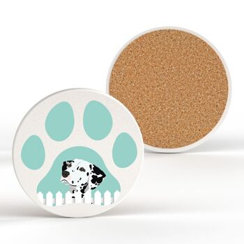 P6357 - Dalmatien Pawprint Kate Pearson Illustration Céramique Circle Coaster Dog Themed Gift 2