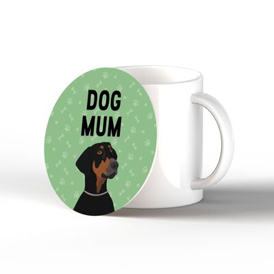 P6359 - Doberman Dog Mum Kate Pearson Illustration Ceramic Circle Coaster Dog Themed Gift