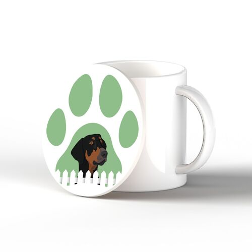 P6360 - Doberman Pawprint Kate Pearson Illustration Ceramic Circle Coaster Dog Themed Gift