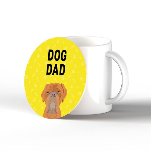 P6361 - Dogue De Bordeaux Dog Dad Kate Pearson Illustration Ceramic Circle Coaster Dog Themed Gift