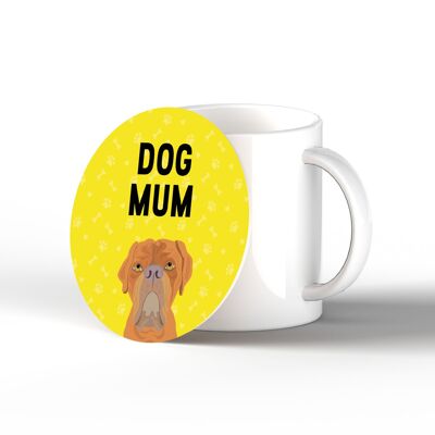 P6362 - Dogue De Bordeaux Dog Mum Kate Pearson Illustration Ceramic Circle Coaster Dog Themed Gift