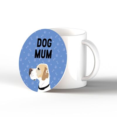 P6365 - Inglés Pointer Dog Mum Kate Pearson Ilustración Cerámica Círculo Posavasos Perro Temática Regalo