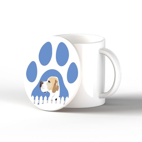 P6366 - English Pointer Pawprint Kate Pearson Illustration Ceramic Circle Coaster Dog Themed Gift