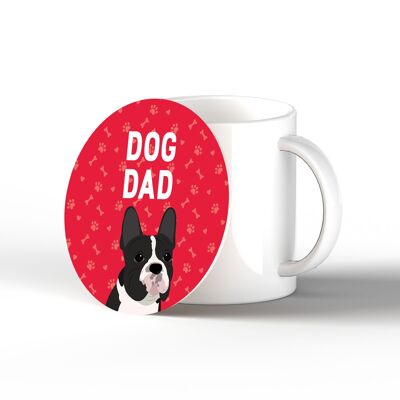 P6367 - French Bulldog Dog Dad Kate Pearson Illustration Ceramic Circle Coaster Dog Themed Gift
