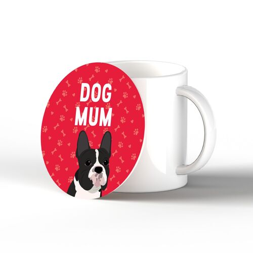 P6368 - French Bulldog Dog Mum Kate Pearson Illustration Ceramic Circle Coaster Dog Themed Gift