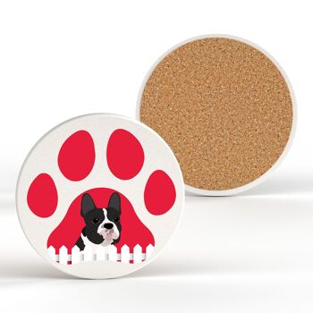 P6369 - Empreinte de patte de bouledogue français Kate Pearson Illustration Céramique Circle Coaster Dog Themed Gift 2
