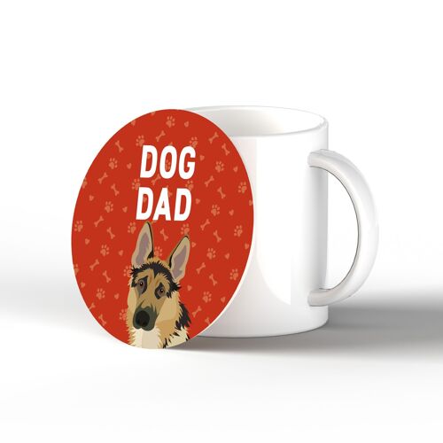 P6370 - German Shepherd Dog Dad Kate Pearson Illustration Ceramic Circle Coaster Dog Themed Gift