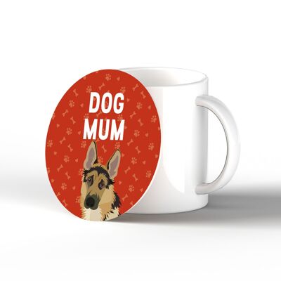 P6371 – Deutscher Schäferhund, Mutter, Kate Pearson, Illustration, Keramik-Kreisuntersetzer, Geschenk mit Hundemotiv