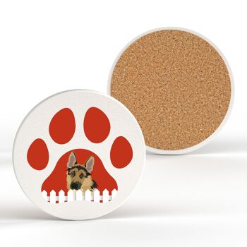 P6372 - Empreinte de patte de berger allemand Kate Pearson Illustration Céramique Circle Coaster Dog Themed Gift 2