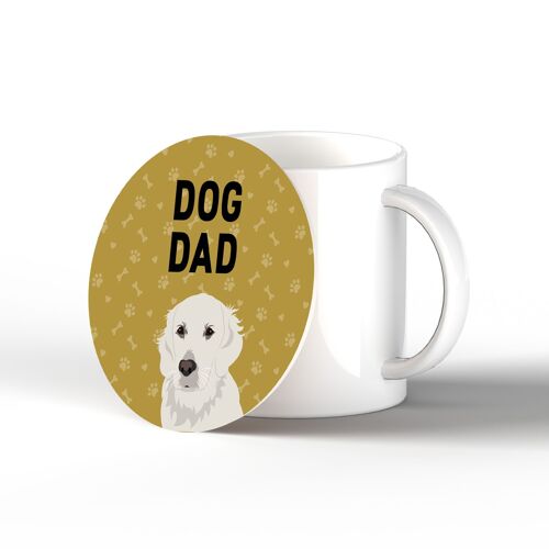 P6373 - Golden Retriever Dog Dad Kate Pearson Illustration Ceramic Circle Coaster Dog Themed Gift