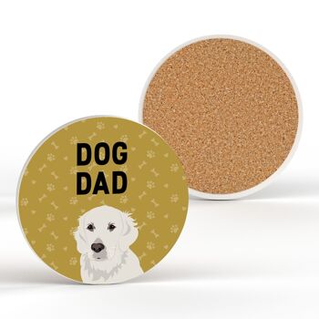 P6373 - Golden Retriever Dog Dad Kate Pearson Illustration Céramique Circle Coaster Dog Themed Gift 2