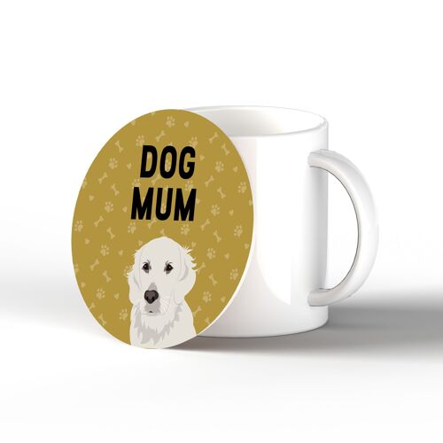 P6374 - Golden Retriever Dog Mum Kate Pearson Illustration Ceramic Circle Coaster Dog Themed Gift