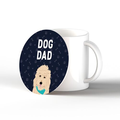 P6376 - Goldendoodle Dog Dad Kate Pearson Illustration Ceramic Circle Coaster Dog Themed Gift