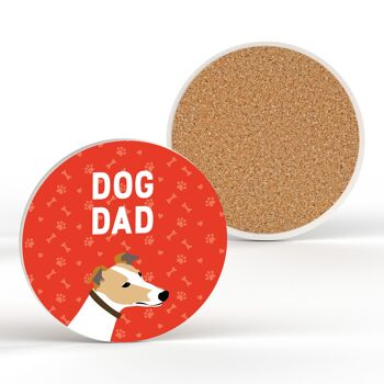 P6379 - Greyhound Dog Dad Kate Pearson Illustration Céramique Circle Coaster Dog Themed Gift 2