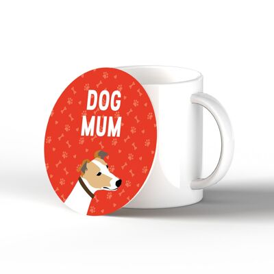 P6380 - Greyhound Dog Mum Kate Pearson Illustration Ceramic Circle Coaster Dog Themed Gift