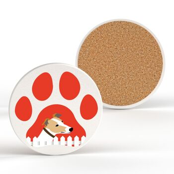P6381 - Greyhound Pawprint Kate Pearson Illustration Céramique Circle Coaster Dog Themed Gift 2