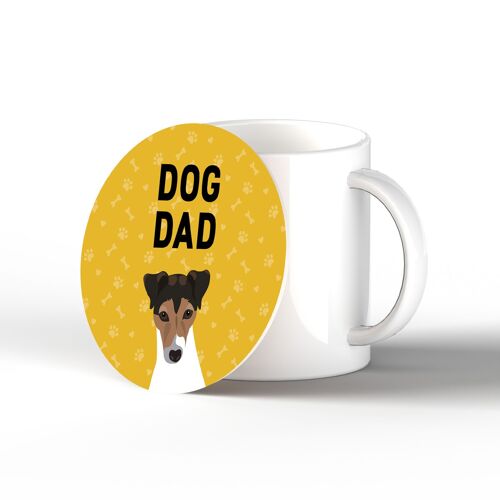 P6385 - Jack Russell Dog Dad Kate Pearson Illustration Ceramic Circle Coaster Dog Themed Gift