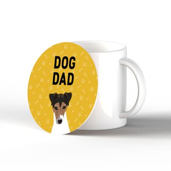 P6385 - Jack Russell Dog Dad Kate Pearson Illustration Céramique Circle Coaster Dog Themed Gift