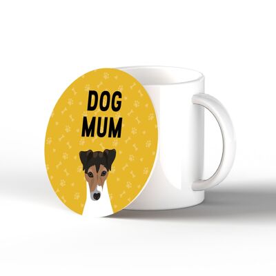 P6386 - Jack Russell perro mamá Kate Pearson ilustración cerámica círculo posavasos perro tema regalo