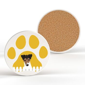 P6387 - Jack Russell Pawprint Kate Pearson Illustration Céramique Circle Coaster Dog Themed Gift 2