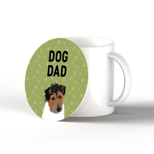 P6388 - Jack Russell Dog Dad Kate Pearson Illustration Ceramic Circle Coaster Dog Themed Gift