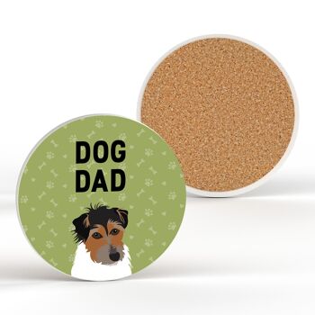 P6388 - Jack Russell Dog Dad Kate Pearson Illustration Céramique Circle Coaster Dog Themed Gift 2